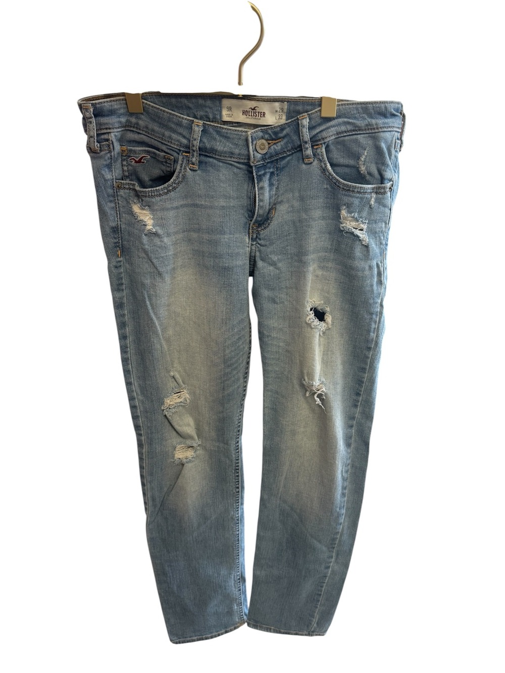 Hollister Light Wash Distressed Boyfriend Jeans